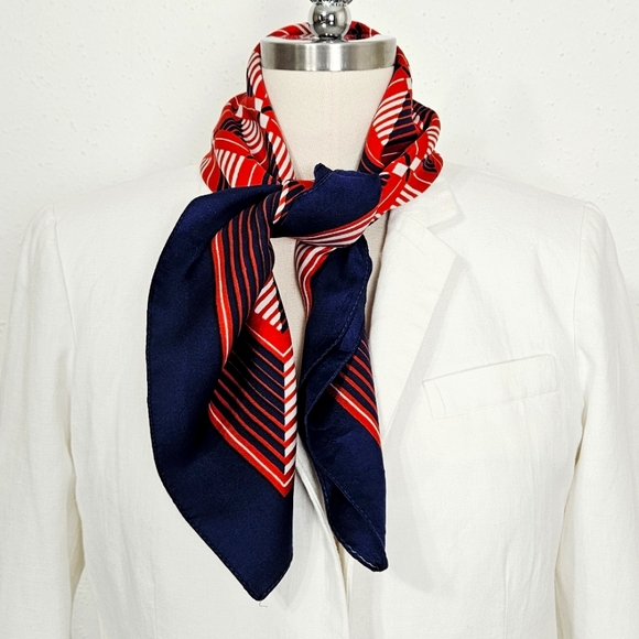 Vintage 27" Square Scarf in Red, White and Blue - Picture 1 of 9